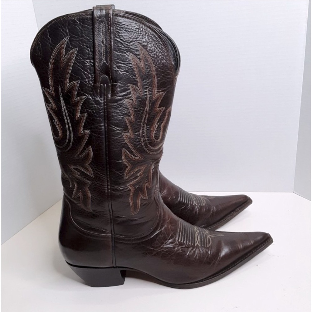 Charlie 1 Horse, Lucchese Women’s Pointy Toe, Chocolate Brown Cowboy Boots, 10B